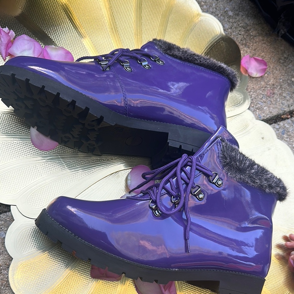 Comfortview Purple Winter Boots with Chunky Sole